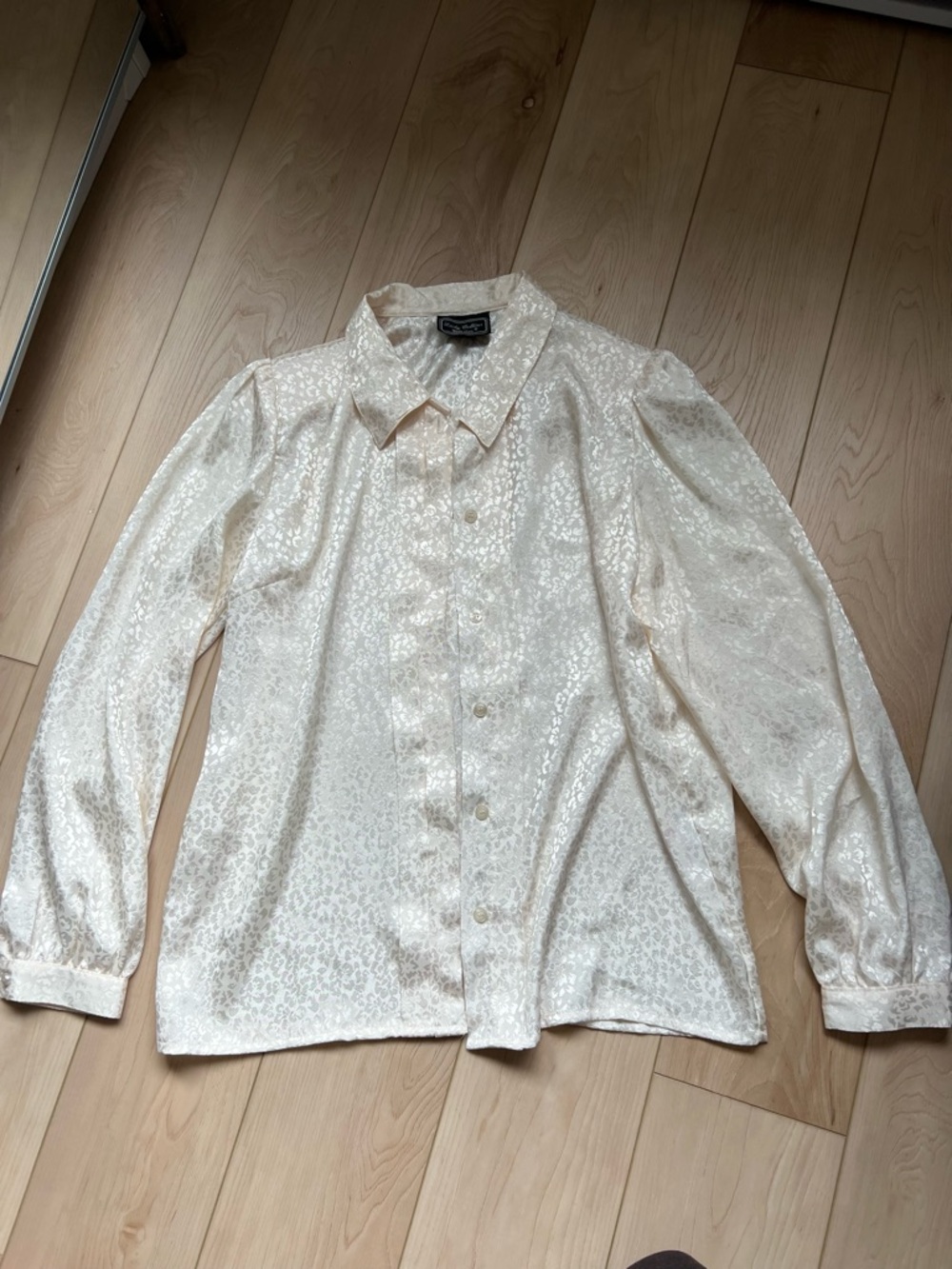 Classic Ivory Satin Long-Sleeve Shirt